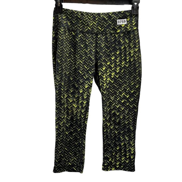 Danskin Now Black & Neon Green Capri Pants Womens Size S (4-6)Pocket - Picture 1 of 10